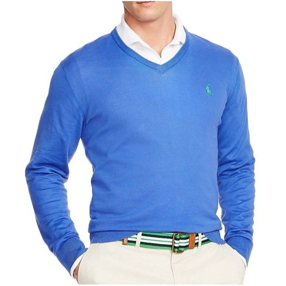 Polo Golf Ralph Lauren Men’s Small Pima Cotton Sweater Logo V-Neck